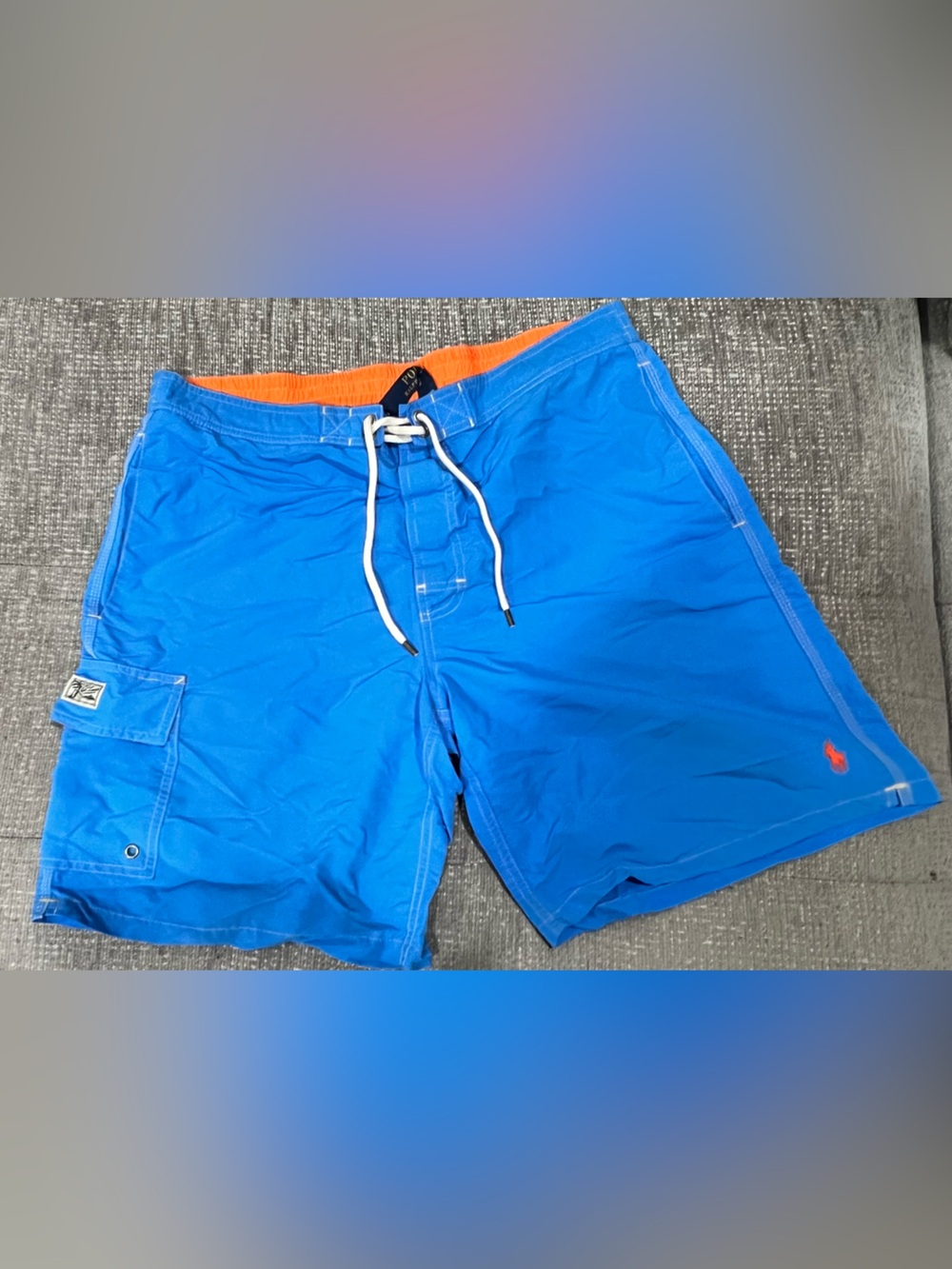 Polo Ralph Lauren Men's Blue & Orange Swim Trunks Cargo Shorts